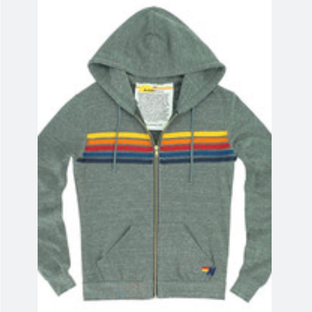 Aviator Nation 5 Stripe Blue Hoodie Kids Size 14